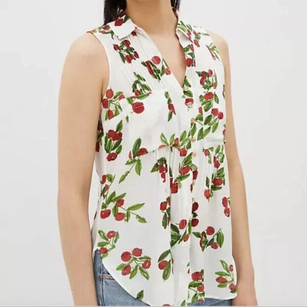 Rare Vera for Anthropologie Top Cherry Print Tank Size Small